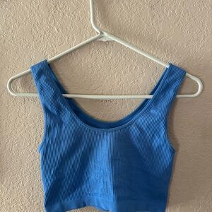 Forever 21 Blue Sleeveless Fitted Crop Tank Top